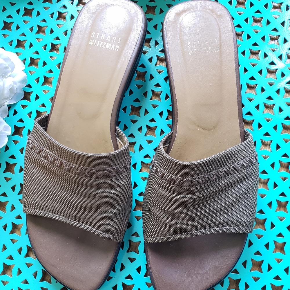 Stuart Weitzman Fabric Sandal Slides - image 1